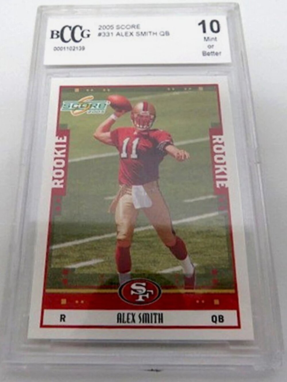 Alex Smith 2005 SCORECARD ROOKIE Card SP /331 Graded BCCG MINT 10 49ers